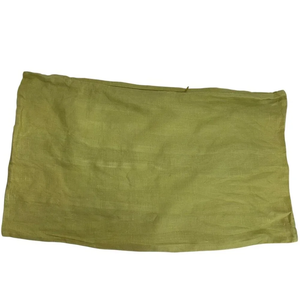 Green striped Linen rectangle decrative pillow cover
